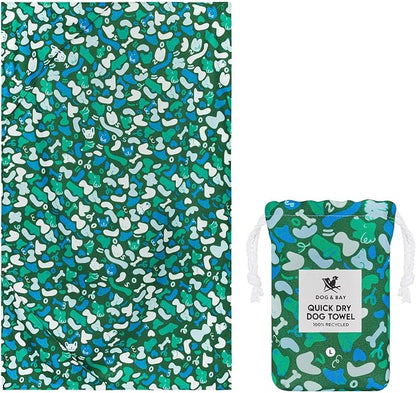 Dock & Bay Pet Towel - Super Absorbent & Quick Drying Dog Towels with Bag - 100% Recycled - Where's Woofy, Large (120x70cm, 47x27)