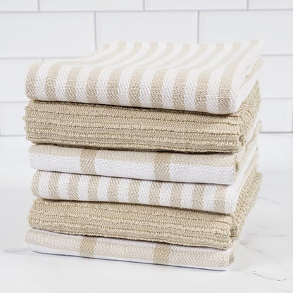 KAF Home Premium Kitchen Towels, Large 100% Cotton, Flat & Terry Absorbent Dish