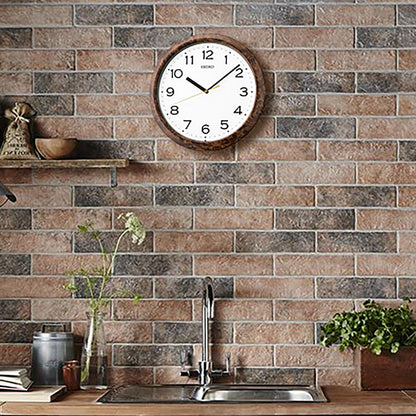 SEIKO QHA014BLH Faux Wood Wall Clock, Brown, 13 Inch