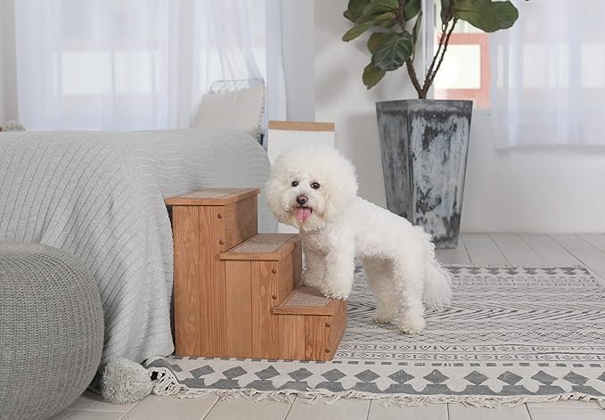 Zoovilla PTR0082212010 Yorkshire Dog Step with Storage, Natural Wood, 15.55″D x 17.50″W x 14.76″H