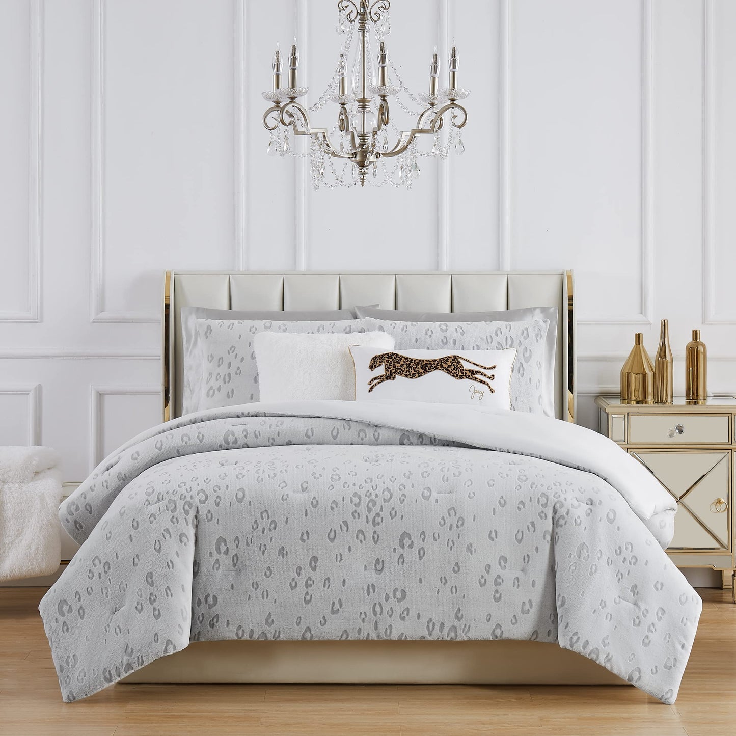 Juicy Couture – Decorative Accent Pillow Velvet Safari Leopard Premium Reversible Throw Pillow Living Room and Bedroom Décor Measures 14" x 24" Cheetah on White