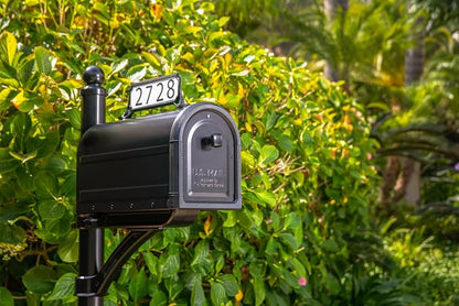 Architectural Mailboxes Roxbury Post Mount Mailbox, Black, Large | Galvanized steel build for outside with rust-resistant powder-coat finish and a magnetic door closure. USPS approved.