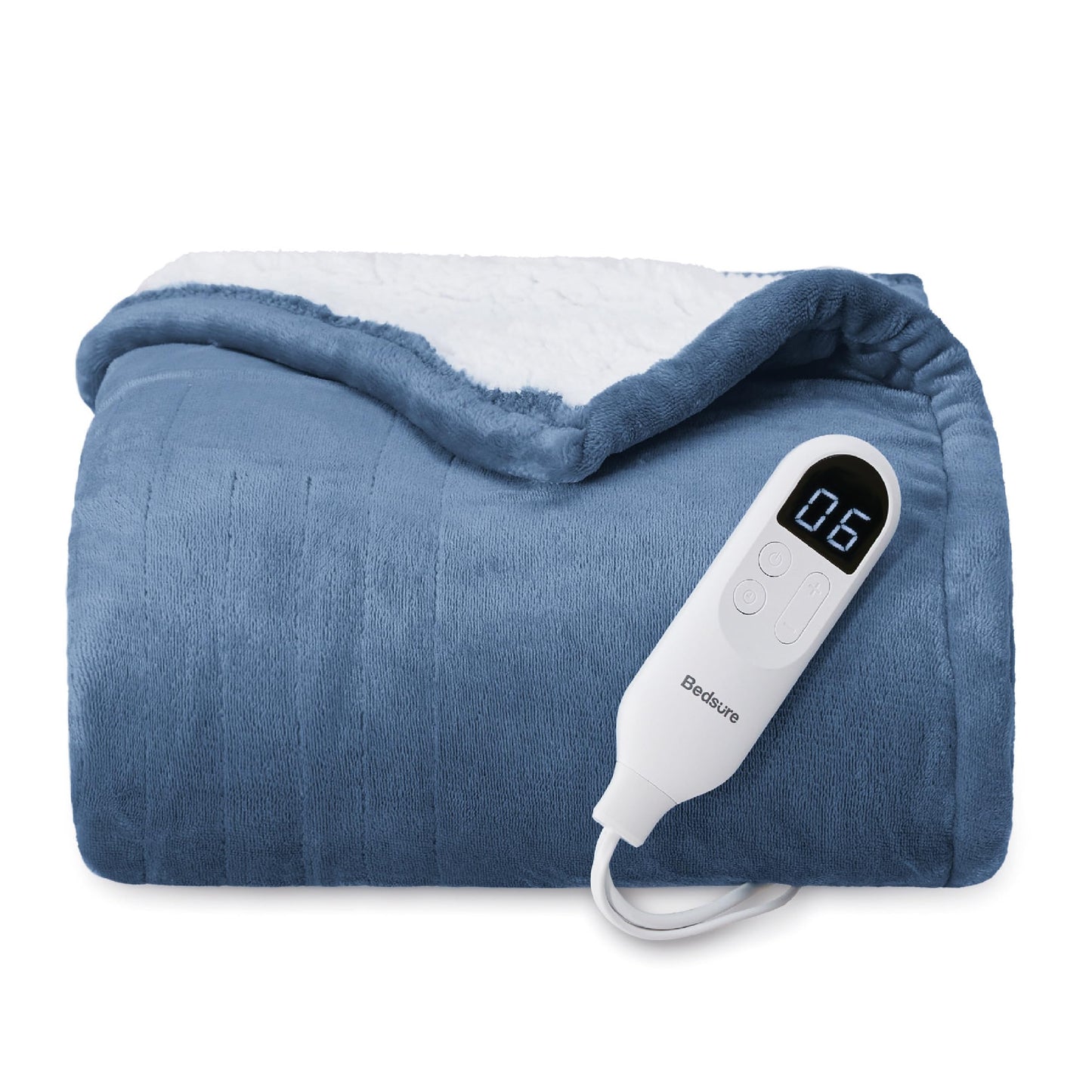 Bedsure Electric Blanket King Size - Dual Control Heated Blanket King Size, Fast Heating with 10 Time Settings & 10 Heat Settings, Warm Gift for Grandma (100x90 inches, Grey)