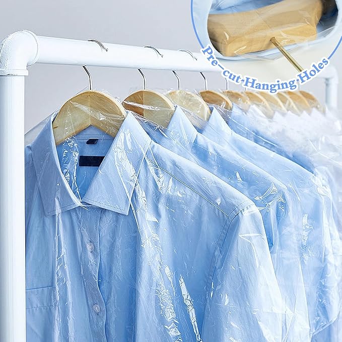 100 Pack Dry Cleaning Plastic Bags, Dry Cleaners Bags