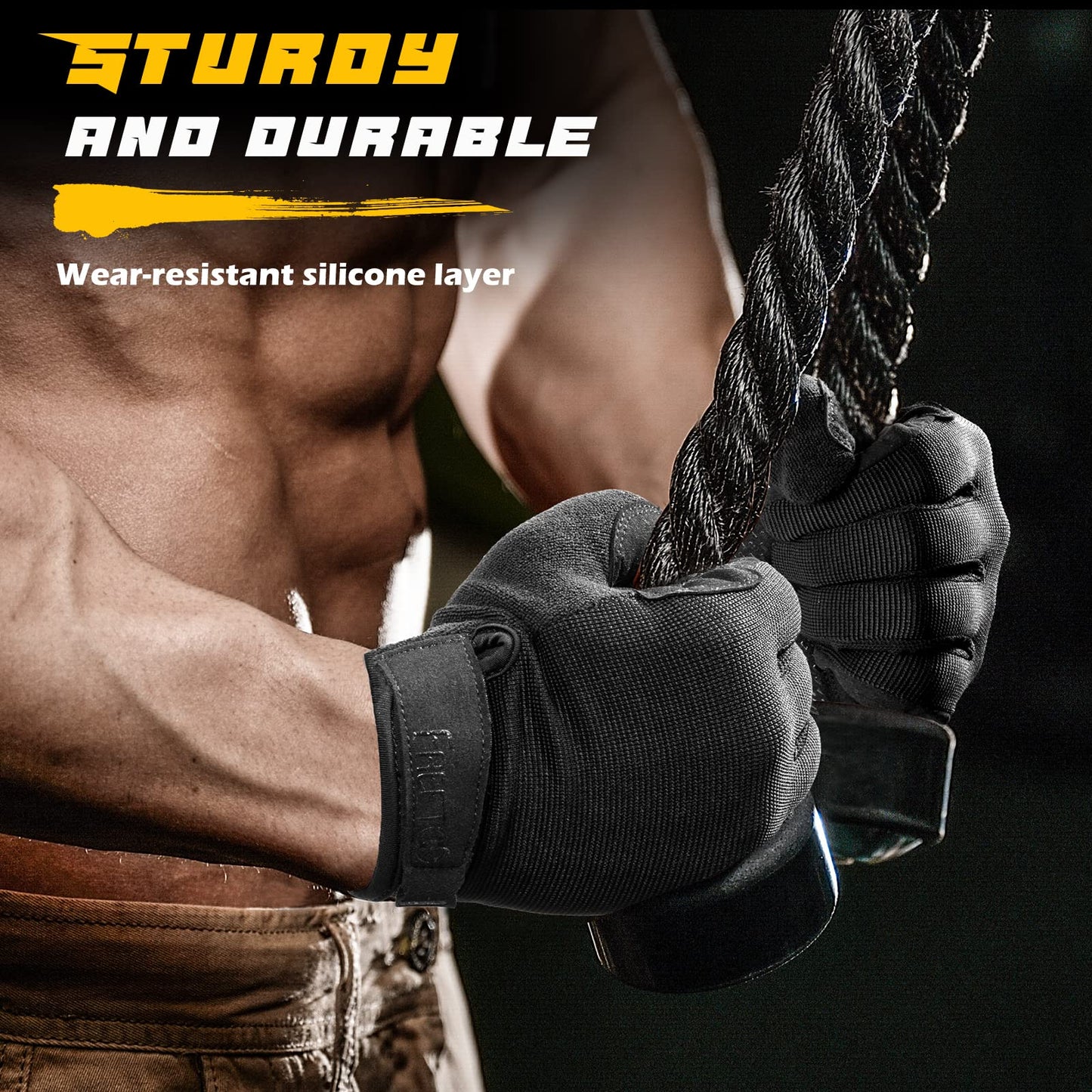 FREETOO Full-Finger Workout Gloves for Men, Padded Gym Gloves with Excellent Grip and Palm Protection