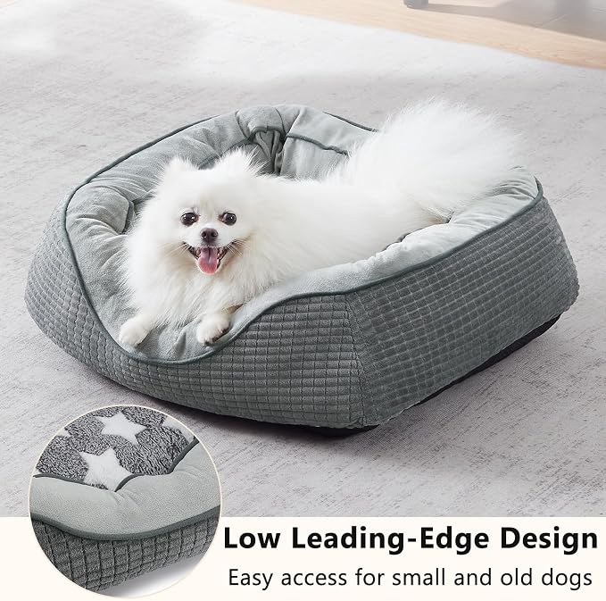 Dog Beds for Small Medium Large Dogs & Cats. Washable Pet Bed, Orthopedic Dog Sofa Bed, Soft Calming Sleeping Warming Puppy Bed (Star-Grey, Medium-(25’’x 21’’x 8’’))