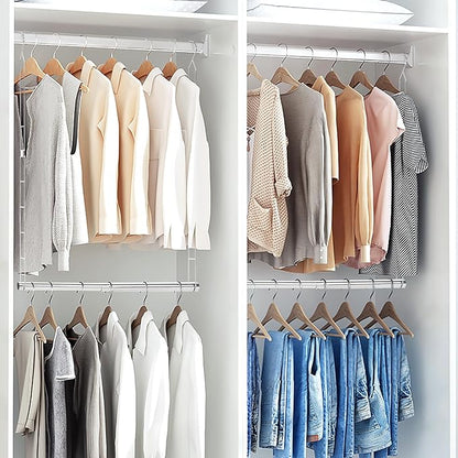 STORAGE MANIAC Hanging Closet Rod, Adjustable Width and Height Closet Hanging