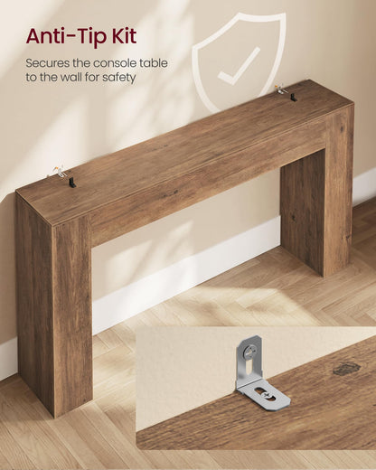 VASAGLE Entryway Table, Long Console Table, Thick Tabletop, Farmhouse Style, for Hallway, Behind the Couch, Living Room, Foyer, Easy Assembly, 11.8 x 63 x 31.5 Inches, Honey Brown ULNT147KB01S