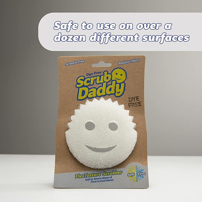 Scrub Daddy Sponge - Dye Free - Scratch-Free Scrubber for Dishes and Home, Odor Resistant, Soft in Warm Water, Firm in Cold, Deep Cleaning, Dishwasher Safe, Multi-use, 1ct (2 Pack)