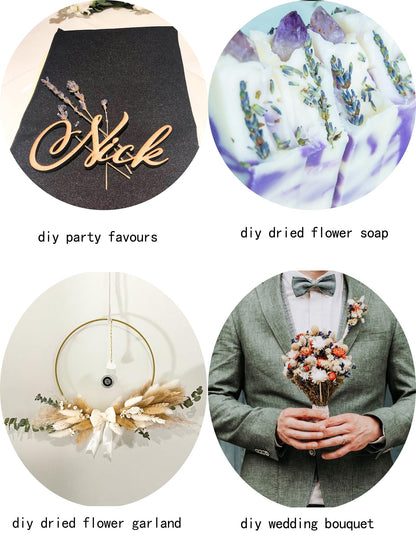 DIY Natural Dried Flower Set, Bulk Dried Flowers for Vase, Dried Flowers with Stems, Dried Roses, Mini Dried Flower Bouquets.(Brown)