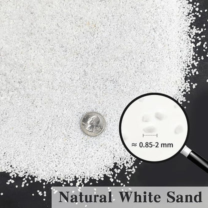 FANTIAN 5 lbs Aquarium White Sand, 0.8-2 mm Mini Aquarium Gravel. Coarse Sand for Fish Tank, Paintings, Succulent Plants Potted, Fire Pits, Candle, Vase Filler and Crafts