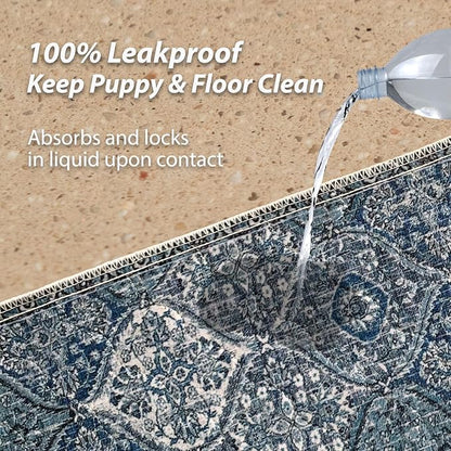 nunubaby Washable Pee Pads for Dogs, Stylish, Non-Slip and Leak-Proof Pee Pads. Reusable Potty Pads for Dogs for Crates and Floors.(Blue/Multi, 54" x54" )