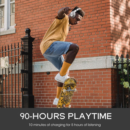 DOQAUS Bluetooth Headphones Over Ear, 90H Playtime, 3 EQ Modes, HiFi Audio, ENC Mic, Reinforced Durable Frame & Soft Earpads for Extended Wear, Phone, PC, Travel