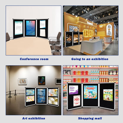 3 Panel Trade Show Presentation Board,Poster Board with Storage Bag Large Tabletop Display Board Folding Art Panel Display for School,Vendor Events,Science Fair Exhibitions (B)