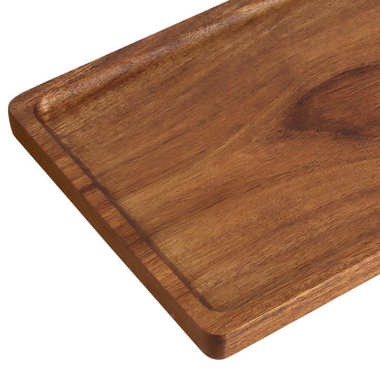 MUKCHAP 4 Pack Wood Serving Platters, 17 x 8 x 0.78 inch Rectangle Large Wooden Serving Tray for Fruit, Dessert, Food, Snack