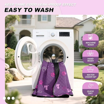 WanpeeGoo Washable Pee Pads, Puppy Pee Pad for Dogs, 1 Pack Absorbent Reusable Training Dog Pads Pet Puppy Pads, Non-Slip Potty Pads for Whelping, Playpen, Crate, Bed, Purple 63"x63"