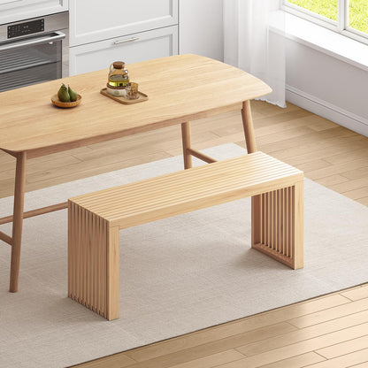Toolola Bamboo Dining Bench, 35-inch Sleek Design Entryway Shoe Rack Bench, Indoor Kitchen Table Bench, Waterproof Outdoor Bench, Natural