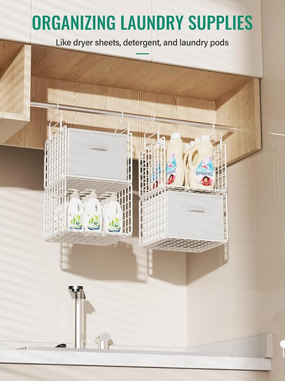 Hanging Closet Organizer with Drawers, 4 Tier Metal Closet Organizers and