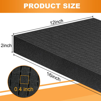 Eunice 6Pcs Polyurethane Foam Inserts -16 x 12 x 2 Inch Pick and Pluck Foam Padding Sheets for Tool Box, Camera Storage and Crafts