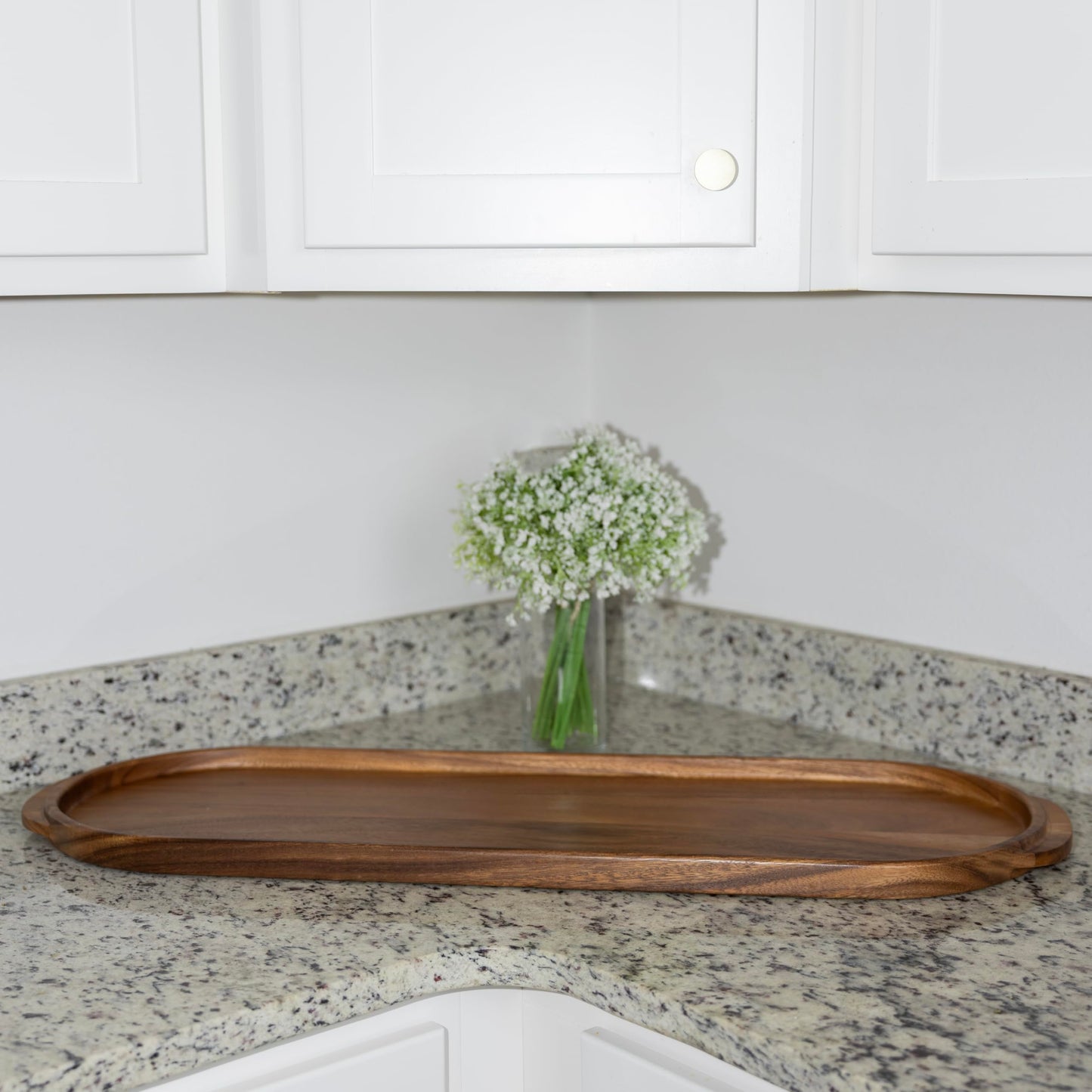 Ironwood Gourmet Frederiksberg Oval Serving Tray, 12" x 36" Acacia Wood Charcuterie Board and Centerpiece Tray