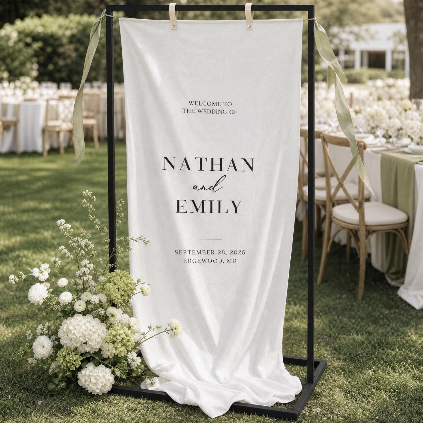 Elegant Wedding Welcome Sign Stand – Sturdy Welcome to Our Wedding Sign Holder for Seating Charts & Event Decor - A Beautiful Black Metal Easel to Welcome Guests & Celebrate Your Love