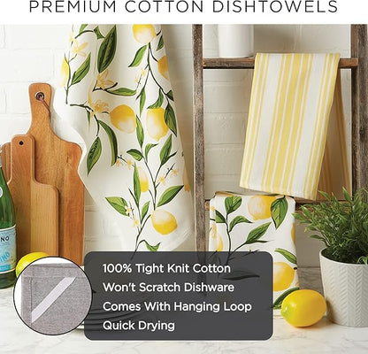 DII Cotton Dish Towel Set Damask Print, Nautical Blue
