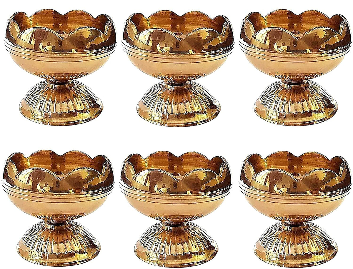 Craftsman Brass Diya Oil Lamp - Pack of 2, Golden, TOMATO NANDA, Ideal for Diwali Decoration and Pooja