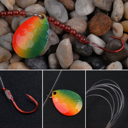JSHANMEI 10 Pack Walleye Spinner Rig Kit - Crawler Harness Live Bait Rigs with Colorado Spinner Blades, Octopus Hooks - Fishing Lure Making Kit for Walleye, Trout, Bass, Muskie