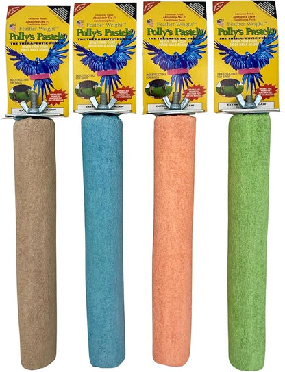 Polly's Pastels Nail Trimming & Beak Conditioning Safety Perch for Cockatiels, Cockatoos, Macaws, Parakeets, Budgies, Parrots and All Other Birds (Coral, X-Large Long-2" Dia. x 14" Long)