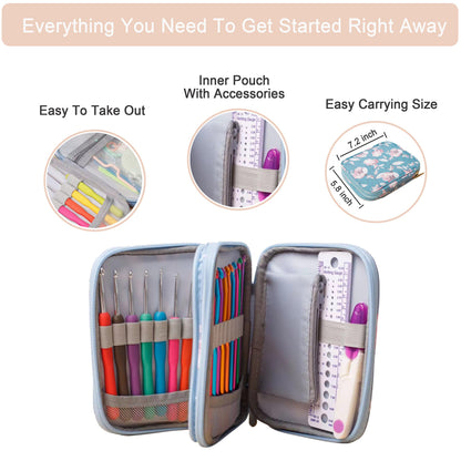 SHAXANO Crochet Hooks Kit with Case, 86-Piece, Ergonomic Crochet Needles Weave Yarn Kits DIY Hand Knitting Art Tools for Beginners and Experienced Crochet Lovers