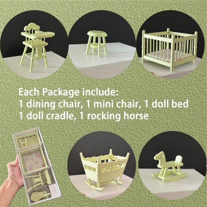 Miettebechio 1/12 Miniature Dollhouse Furniture Set, 5pcs, Wooden