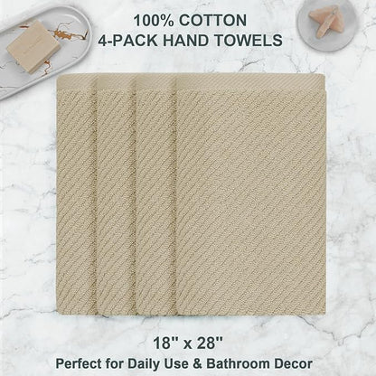 Beige Hand Towels, Hand Towels for Bathroom Set of 4, Large 18"x 28"