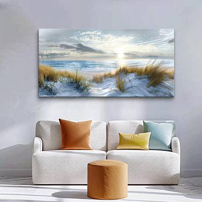 Lapremoly Large Wall Art Canvas for Living Room, Bedroom, Office - Modern Ocean Beach Decor - Blue Sea Landscape Pictures Prints Artwork Home Mural 20"X40"