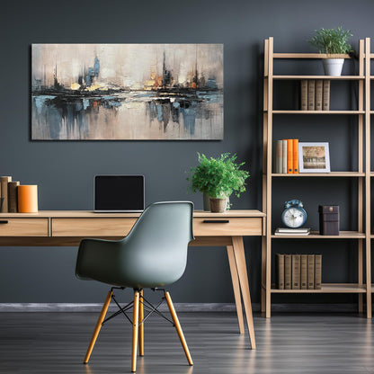 TYTAUPT Abstract Canvas Wall Art for Bedrooom Blue and Gray Wall Decor for Living Room City Wall Art for Office 20 x 40 Inches