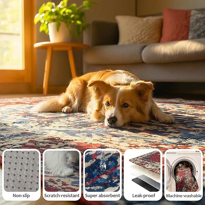 Washable Pee Pads for Dogs, Reusable Puppy Potty Training Pads, Ultra-Absorbent Thick Waterproof Leak-Proof Non-Slip Pads & Mat for Crate, Playpen, Floor, Whelping & Housebreaking , 2 Pack 36"x48"