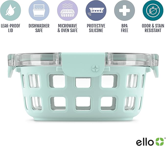 Ello Duraglass Mixed Meal Prep Sets Leak-Proof Glass Food Storage Containers