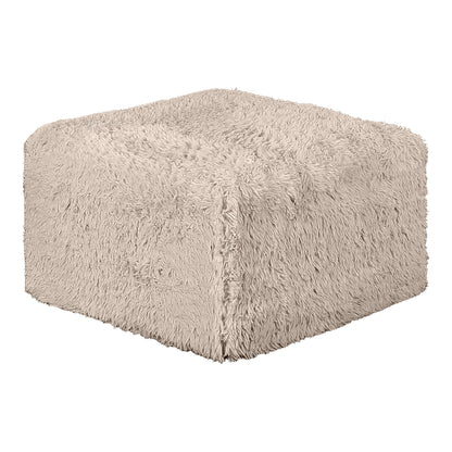 Furniture of America Havyn Modern Faux Fur 1-Seater Square Modular Foam Ottoman, Compressed Couch in a Box, No Assembly Required, for Living Room and Office, Taupe