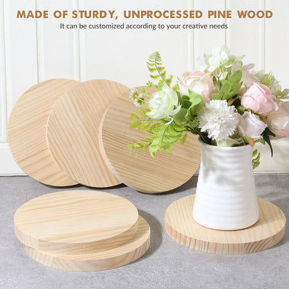8 Pack 8 Inch Round Wooden Plaque, 3/4 Inch Thick Unfinished Wooden Circle Plaque, Natural Pine Wood Coaster Base for Craft Projects, Sign, Painting, Woodcarving, Engraving