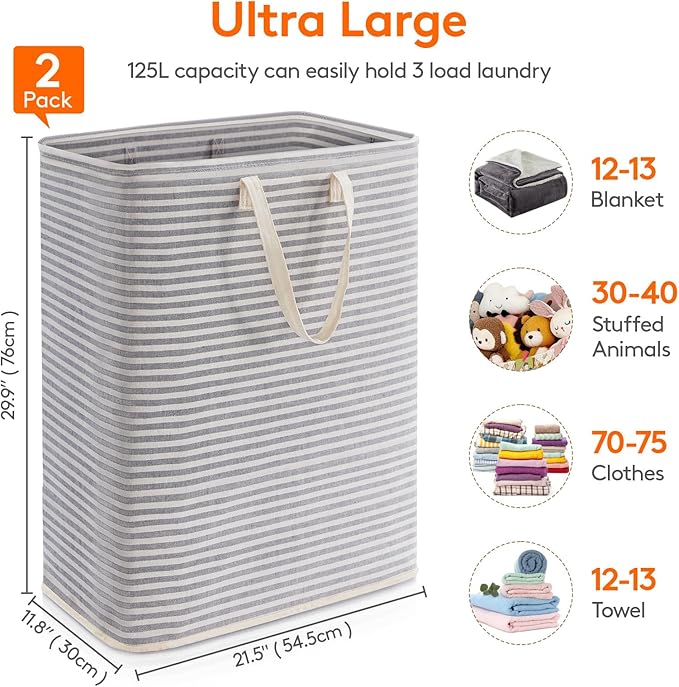 Lifewit 2 Pack Laundry Hamper Large Collapsible Laundry Baskets, Freestanding