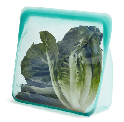 Stasher Premium Silicone Reusable Food Storage Stand-Up Bag Mega, Aqua, Microwave, Sous Vide, Dishwasher, Oven and Freezer Safe, BPA Free, Leak-free, Eco-friendly, 104 Oz