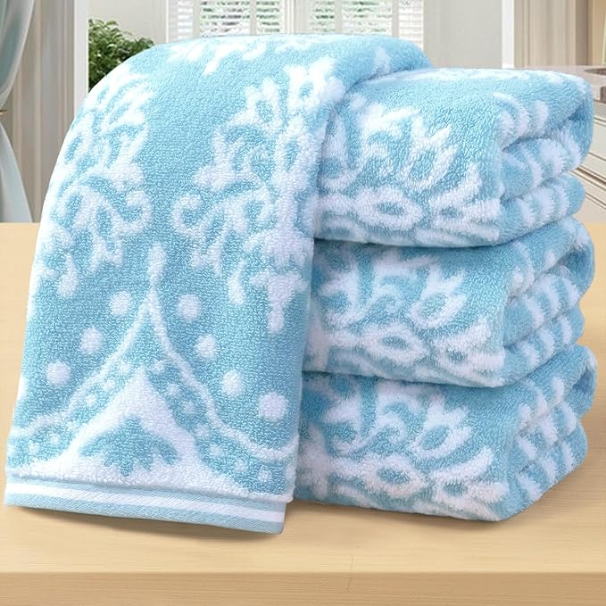 Hand Towels for Bathroom, Bath Hand Towel Set of 4, Jacquard Decorative Hand