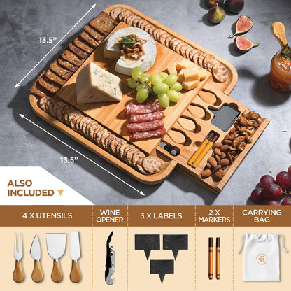 Charcuterie Board Gift Set - Bamboo Cheese Board and Knife Set - Housewarming Gifts for New Home, Wedding Gifts for Couples 2025, Bridal Shower Gifts, Birthday Gifts for Women