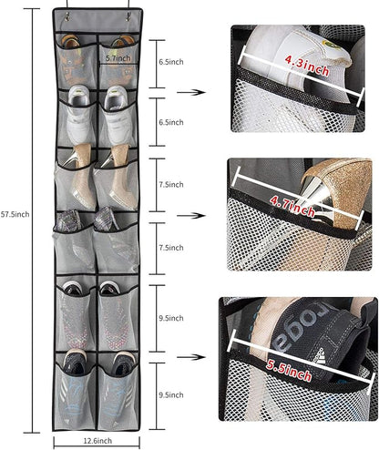 KEEPJOY Over The Door Shoe Organizer 2 Pack, Mesh Pockets Hanging Shoe Rack