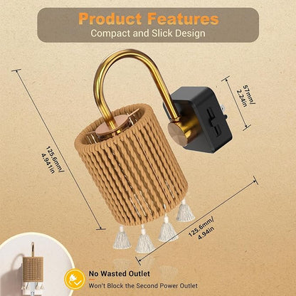 JandCase Night Lights Plug into Wall, Boho Night Light Dusk to Dawn Light Sensor, Warm White 3000K LED Nightlight, Adjustable Brightness for Bathroom Bedroom Hallway Kitchen