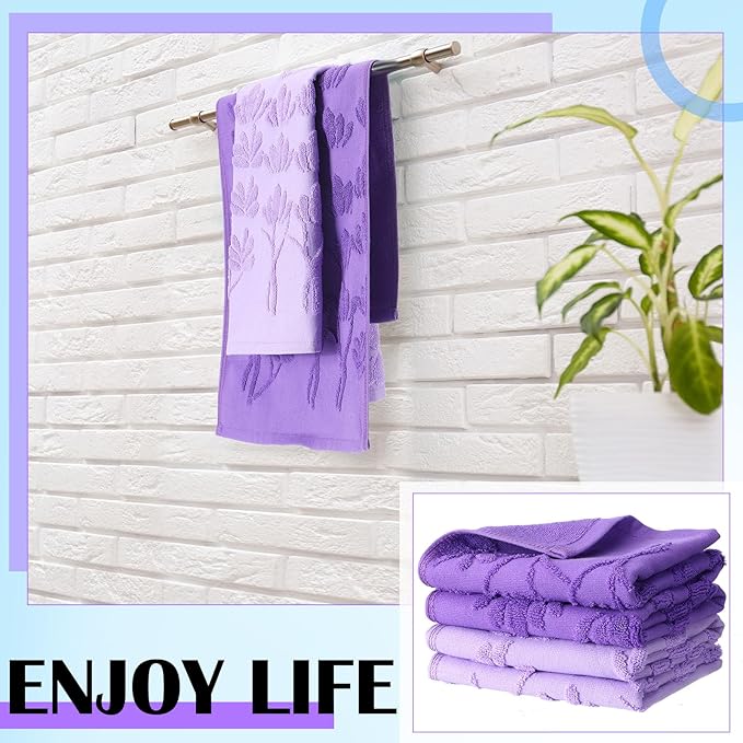 2 Pcs Lavender Hand Towels for Bathroom Purple Lavender Bathroom Hand Towel