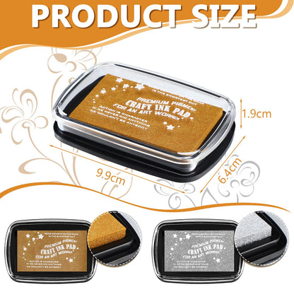 Fuyoooo 2 Pack Stamp Pad Craft Ink Pad Set for Rubber Stamps Metallic Gold & Silver for Wedding Invitations Scrapbooking Card Making Embossing DIY Art Projects Supplies