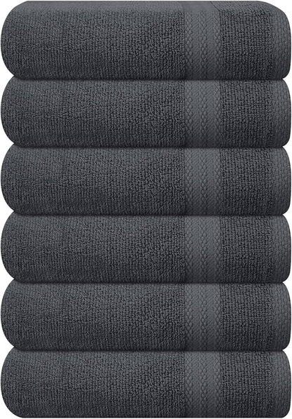 GLAMBURG Ultra Soft 6-Piece Hand Towel Set 16x28-100% Ringspun Cotton