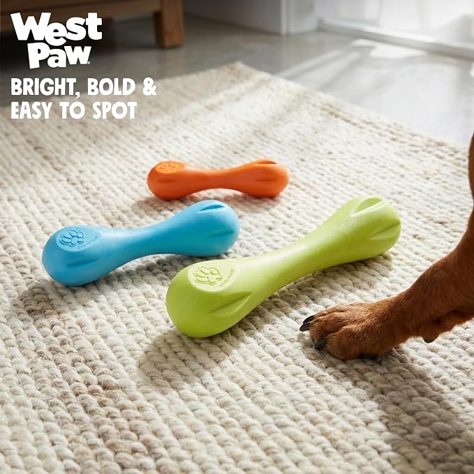 WEST PAW Zogoflex Hurley Dog Bone Chew Toy – Floatable Pet Toys for Aggressive Chewers, Catch, Fetch – Bright-Colored Bones for Dogs – Recyclable, Dishwasher-Safe, Non-Toxic, X-Small, Tangerine