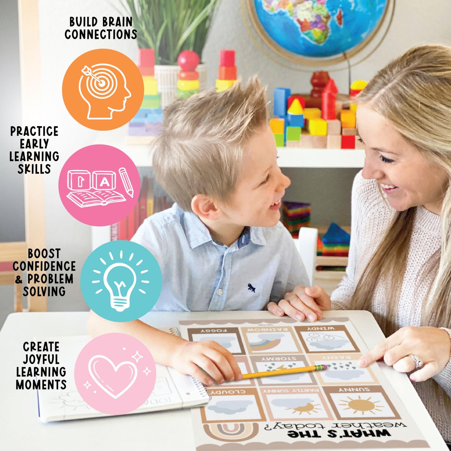 Hadley Designs 16 Educational Posters for Classroom Decor - Boho Educational Posters for Toddlers 1-3, Toddler Learning Posters for Kids Ages 3-5, Kindergarten & Preschool Classroom Must Haves