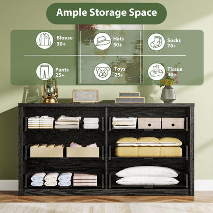 GarveeHome 6 Drawer Dresser for Bedroom, Wide Wood Chest of Drawers Handle Free, Large Modern Dresser Storage Cabinet for Living Room, Hallway Entryway